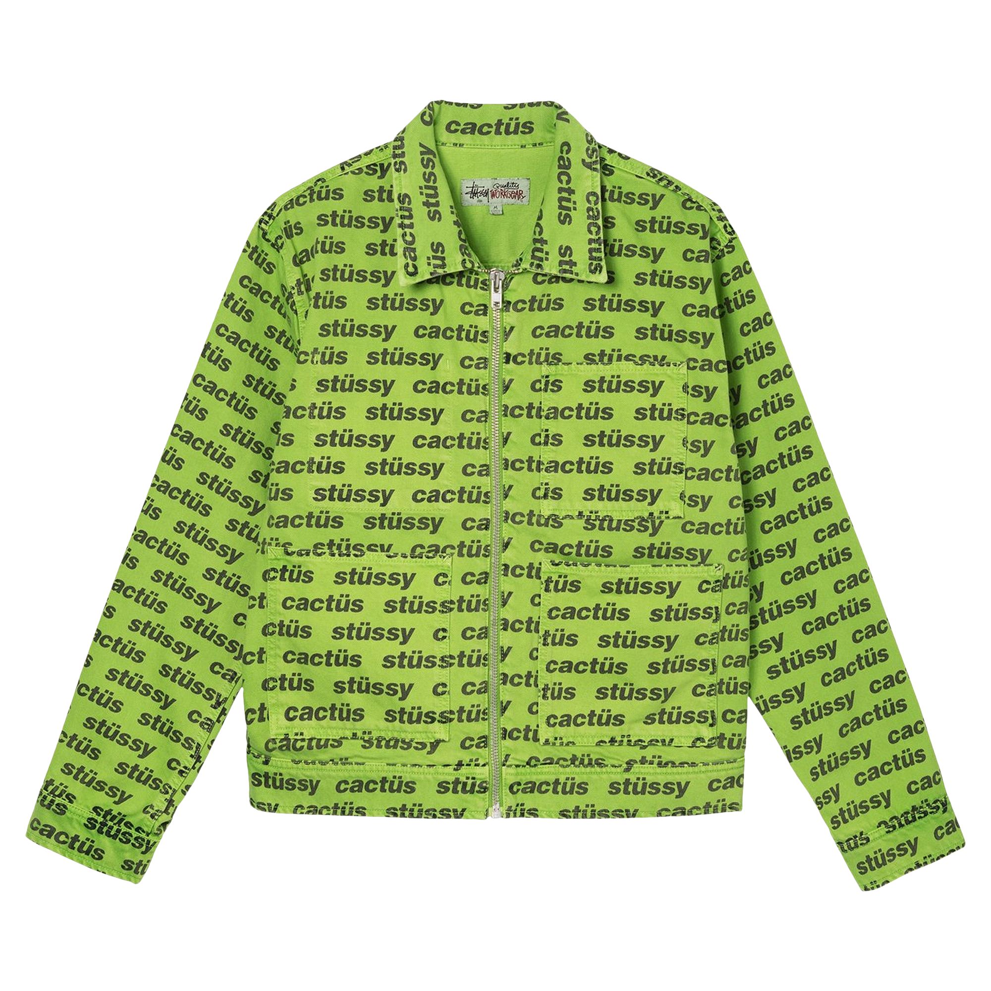 Pre-owned Stussy X Cactus Plant Flea Market Zip Work Jacket 'green'