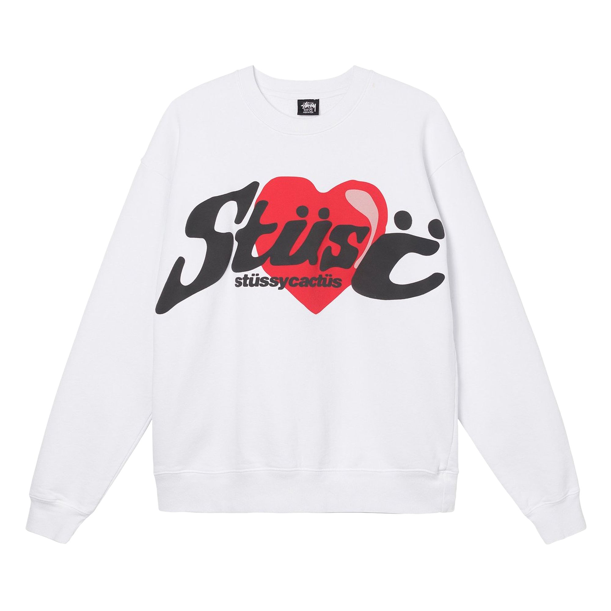 Stussy x Cactus Plant Flea Market Heart Crewneck Sweatshirt 'White' | Men's Size XL