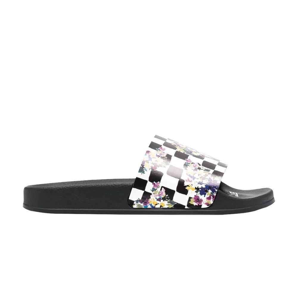 Pre-owned Off-white Sliders 'floral Checkerboard' | Black | Men's Size 36