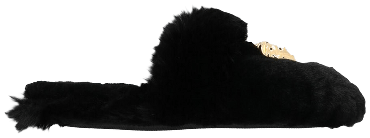 Versace Wmns Faux Fur Palazzo Slippers Black