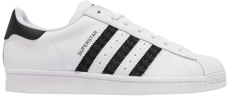 Adidas Superstar Logo Stripes   White Black