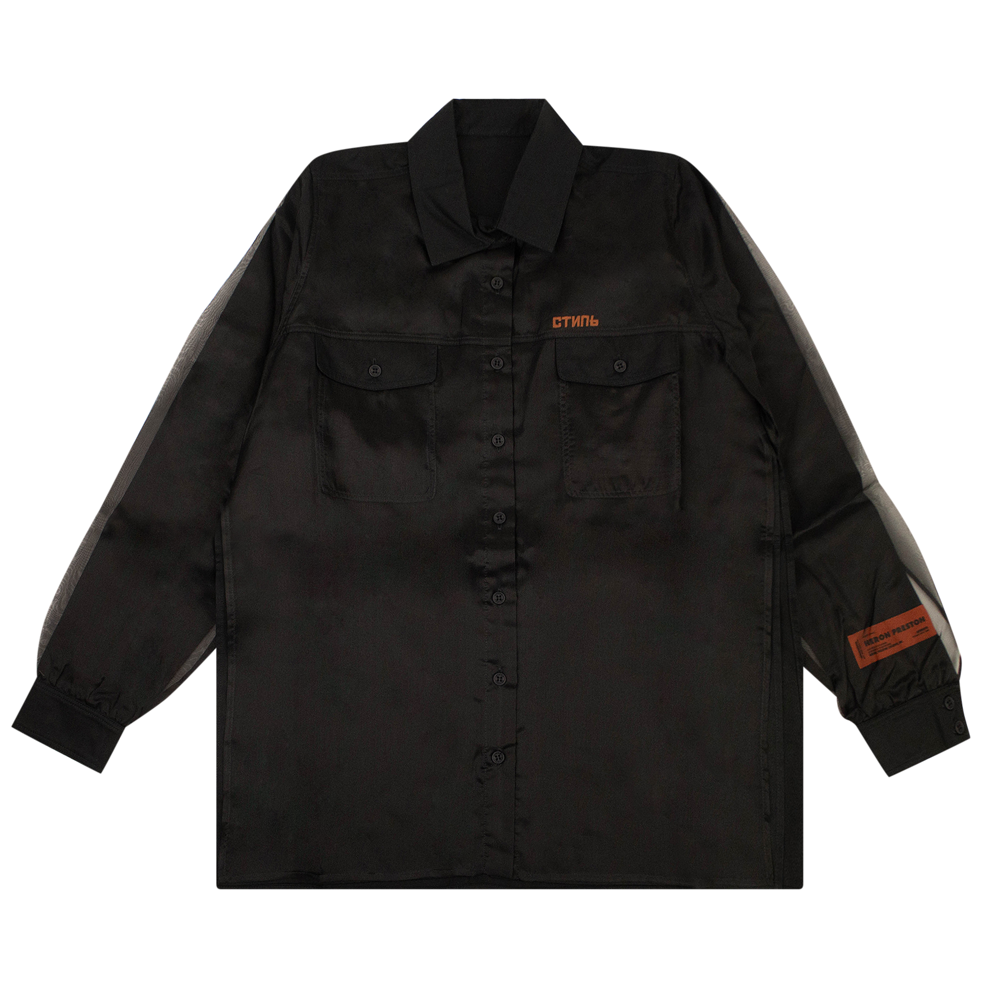 Pre-owned Heron Preston Double Layer Silk Shirt 'black'