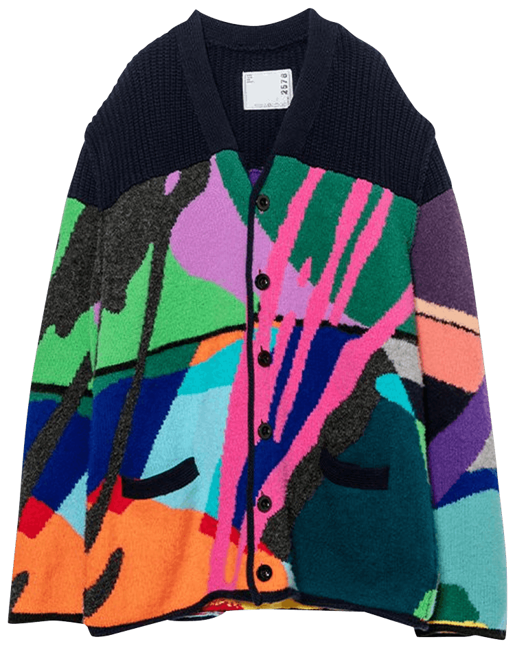 トップス Sacai  KAWS 21AW Jaqcuard Knit Cardigan Sacai - Jacquard Knit Cardigan | HBX - Globally Curated
