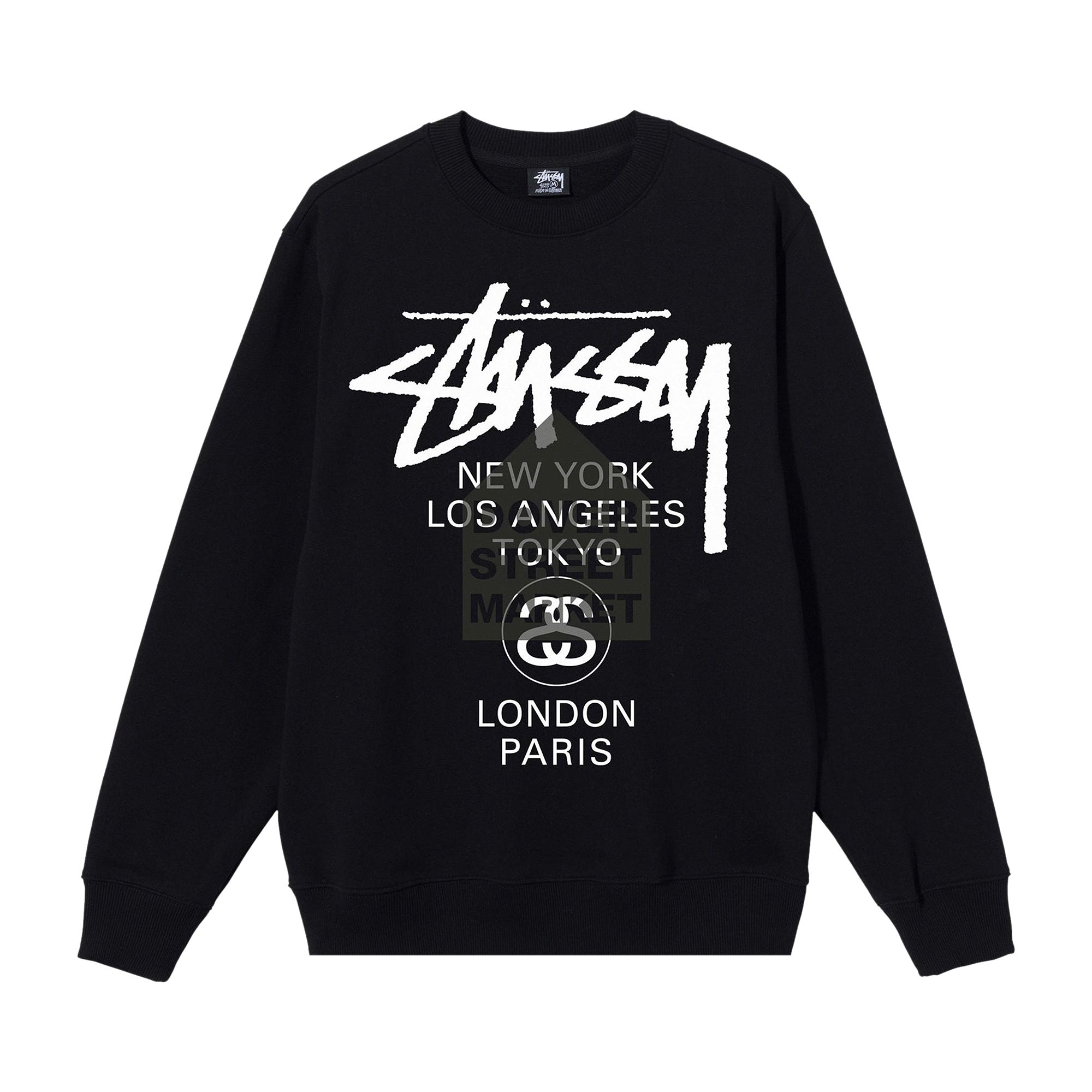 Stussy x Dover Street Market World Tour Crew 'Black' | Men's Size M