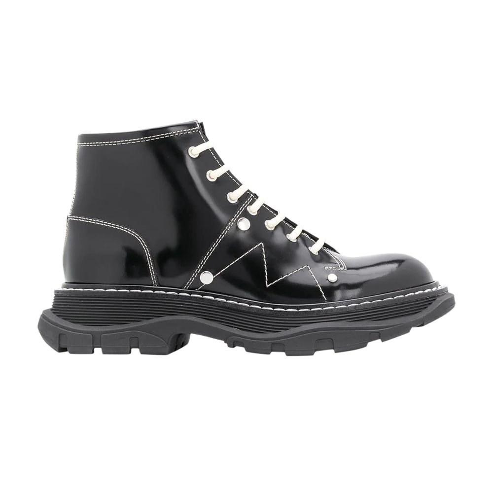 Pre-owned Alexander Mcqueen Wmns Tread Slick Lace Up Boot 'black' | Women's Size 38