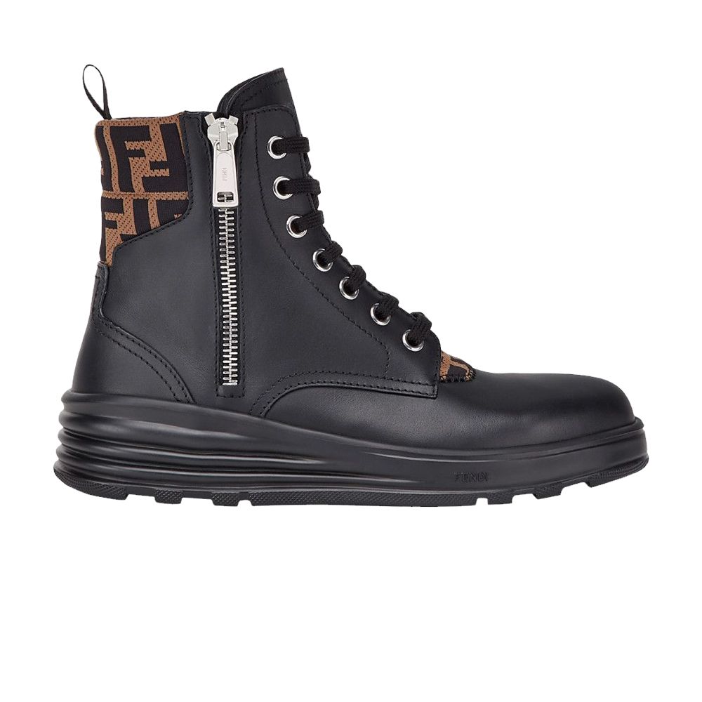 Pre-owned Fendi Leather Ankle Boot 'ff Logo - Black Brown'