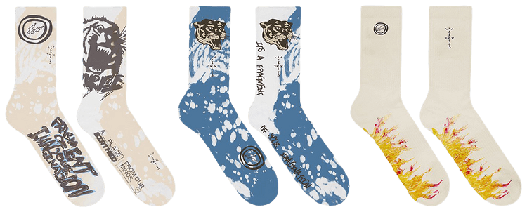 CACTUS TRAILS SOCKS PACK トラヴィス　Travis 新品 Travis Scott Cactus Jack T-Rexx Sock Set (3 Pack) Multicolor