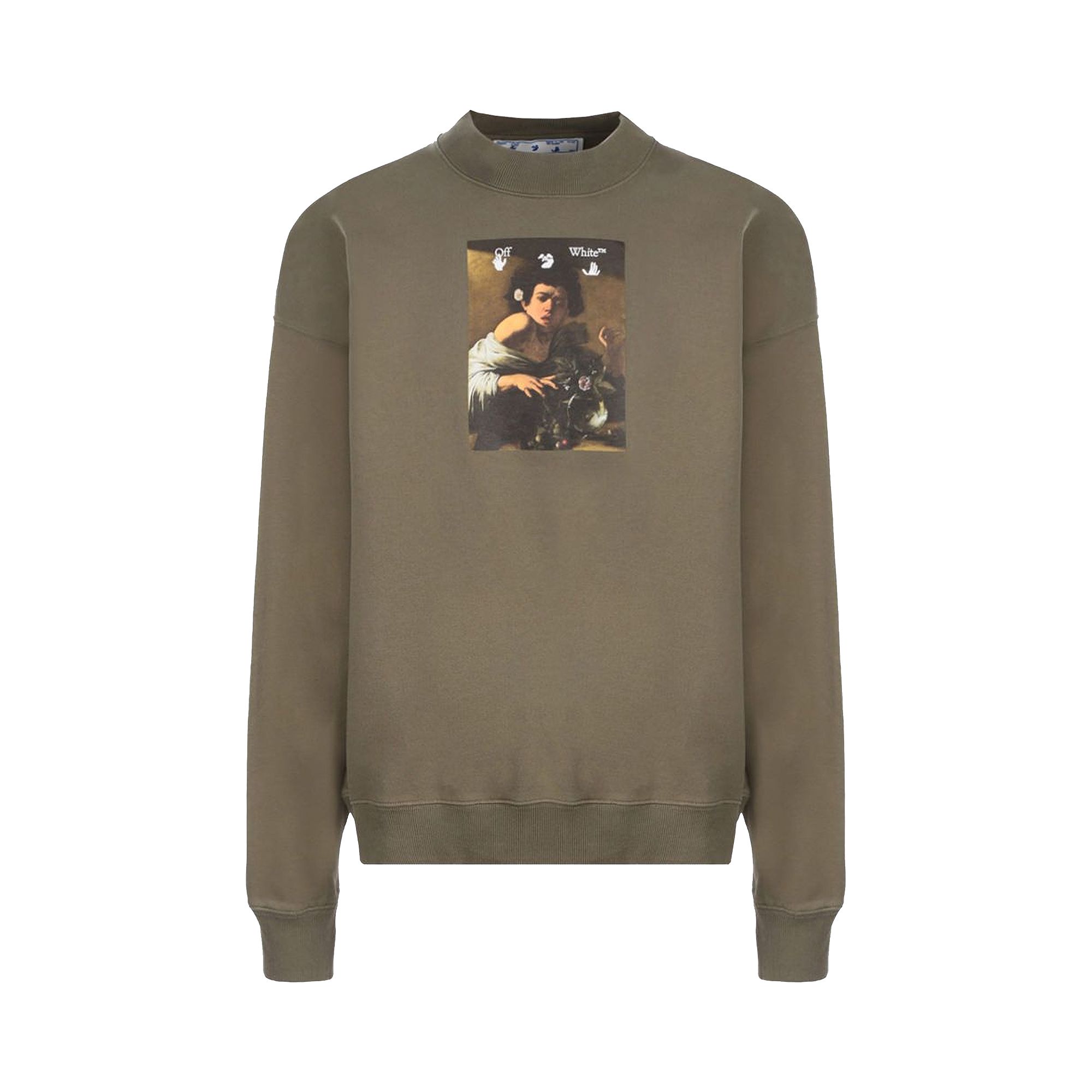Pre-owned Off-white Caravaggio Boy Skate Crewneck 'green/multicolor' | Men's Size Xs