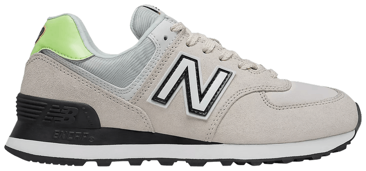 New Balance Wmns 574 Wide Raw Silk Bleached Lime Glow