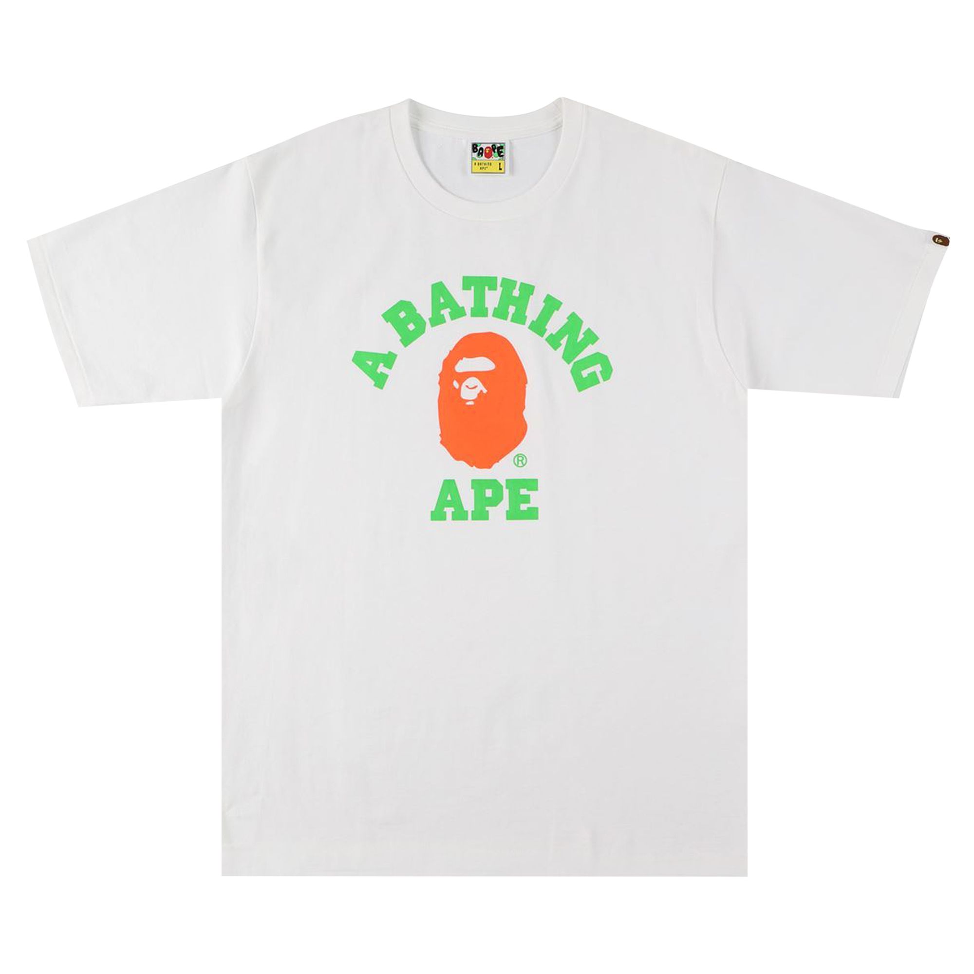 BAPE Neon College Tee 'White' | Men's Size XL