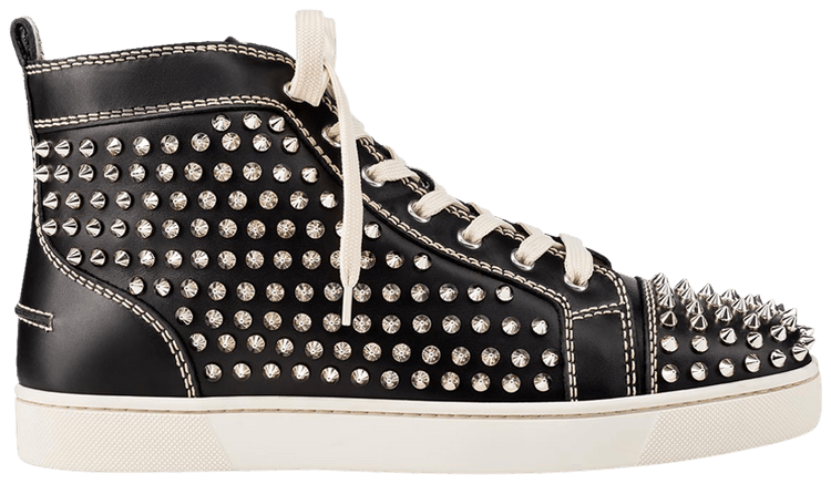 Buy Christian Louboutin Louis Flat Calf Spikes Black Silver 1101083BK65 GOAT DE
