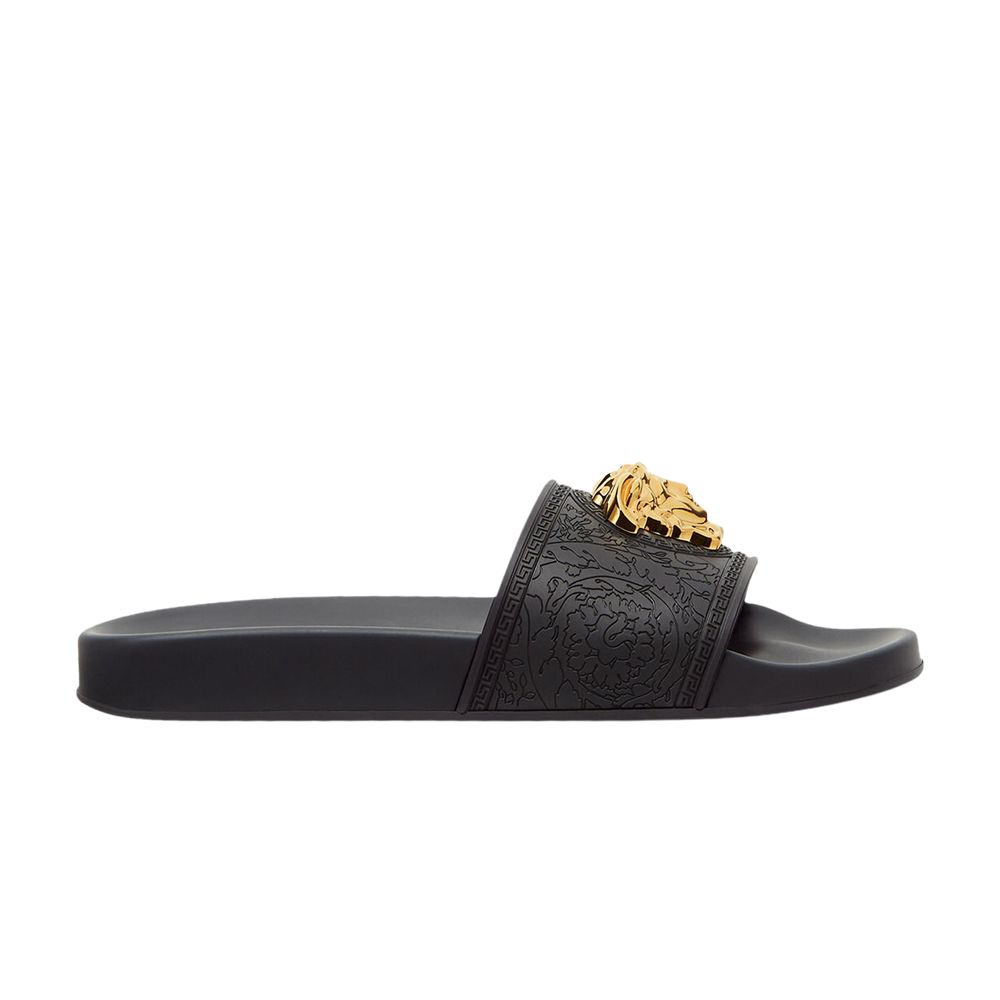 Pre-owned Versace Wmns Palazzo Pool Slide 'black Gold' | Women's Size 38