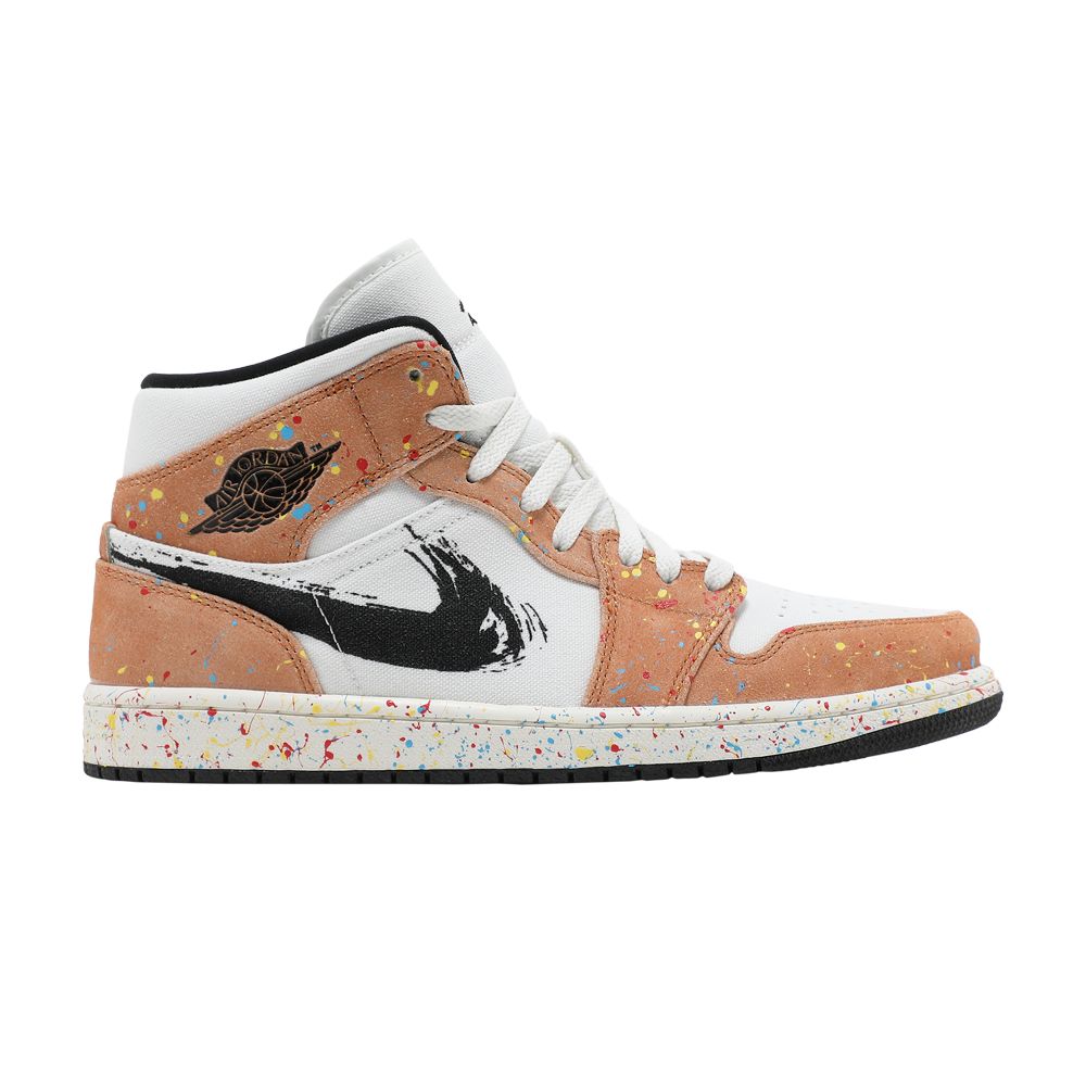 Air Jordan 1 Mid SE 'Brushstroke Paint Splatter' | White | Men's Size 8.5