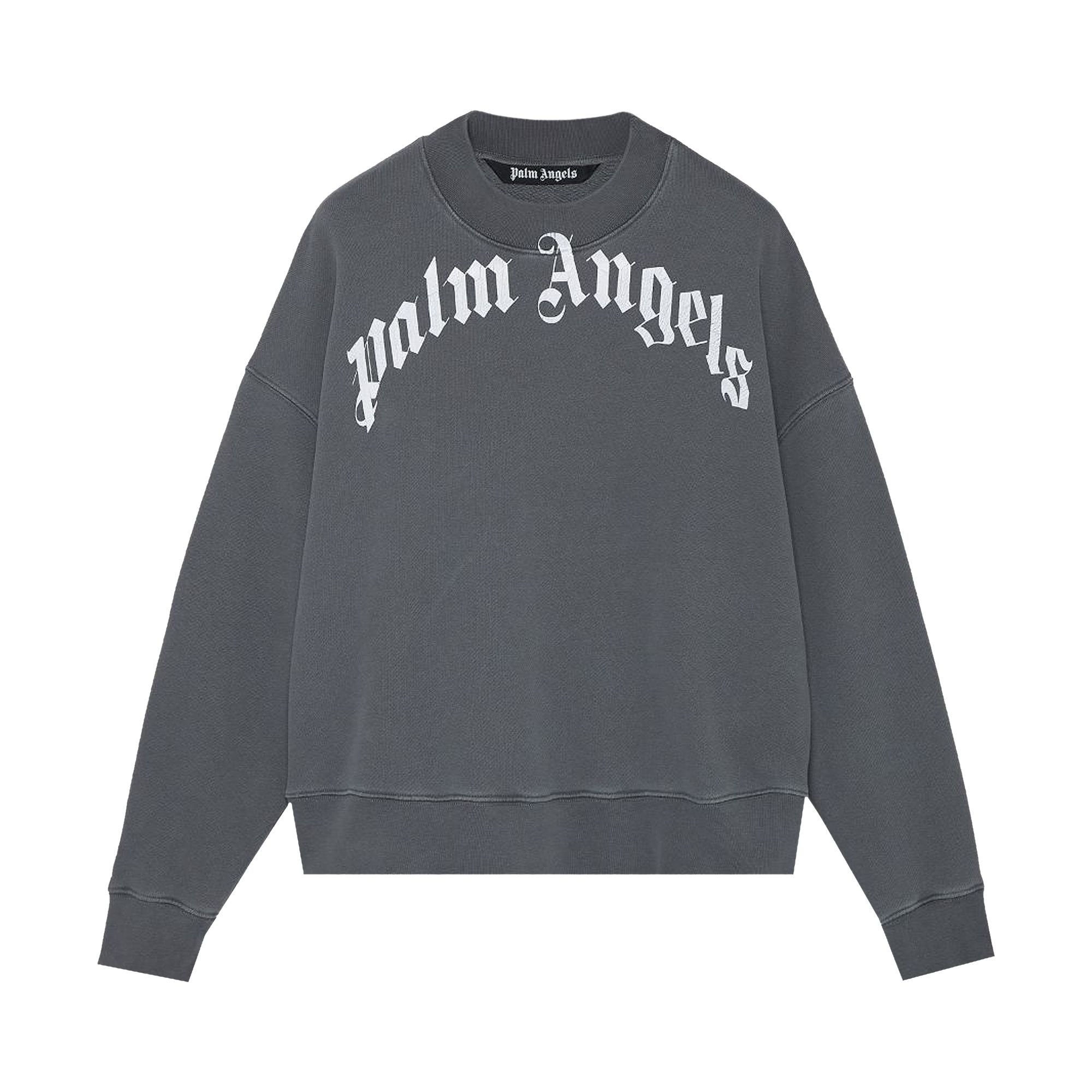 Palm Angels GD Curved Logo Crew 'Black/White' | Men's Size L