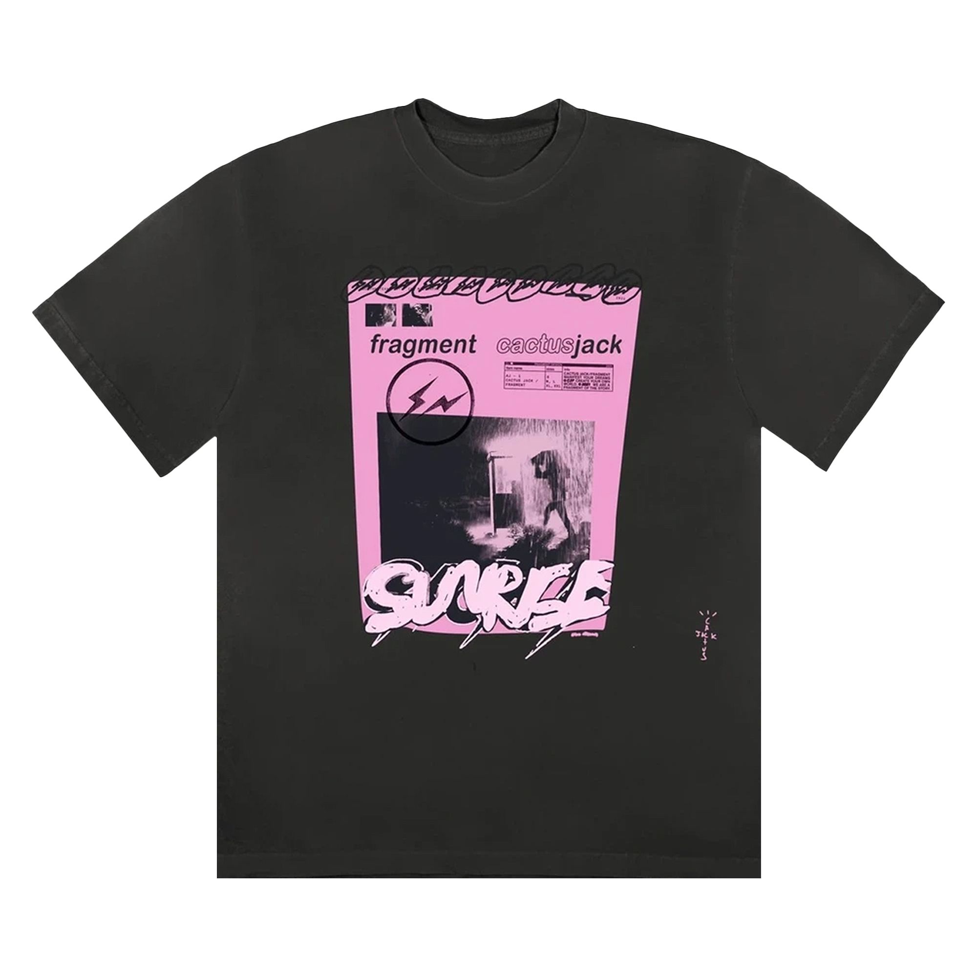 Cactus Jack by Travis Scott For Fragment Pink Sunrise Tee 'Black' | Men's Size XL