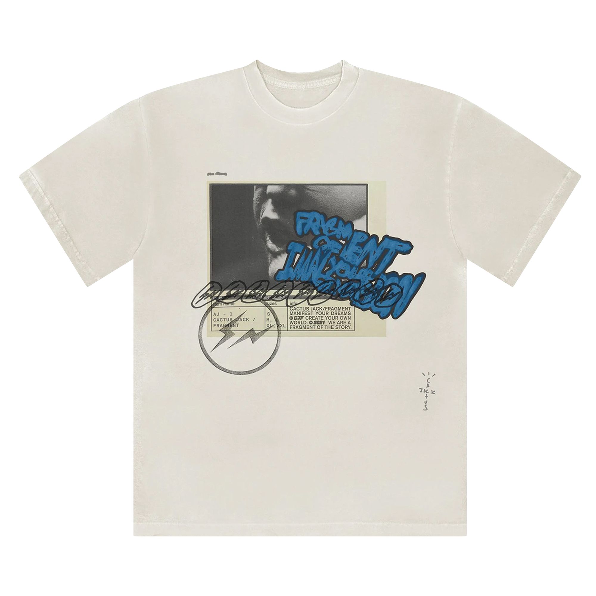 Cactus Jack by Travis Scott For Fragment Manifest Tee 'White' | Men's Size M