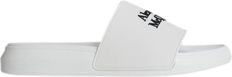 Buy Alexander McQueen Logo Pool Slides 'White' - 663564 W4RF0 9061 | GOAT