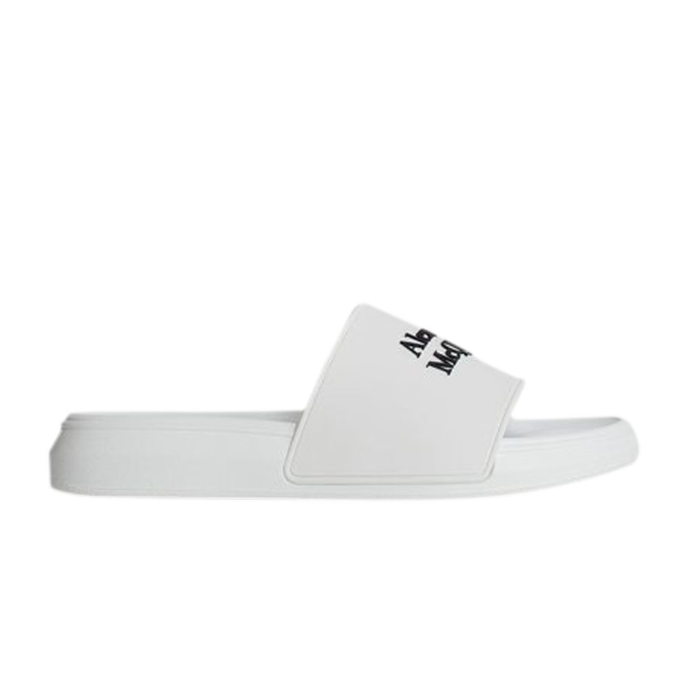 Pre-owned Alexander Mcqueen Logo Pool Slides 'white' | Men's Size 41