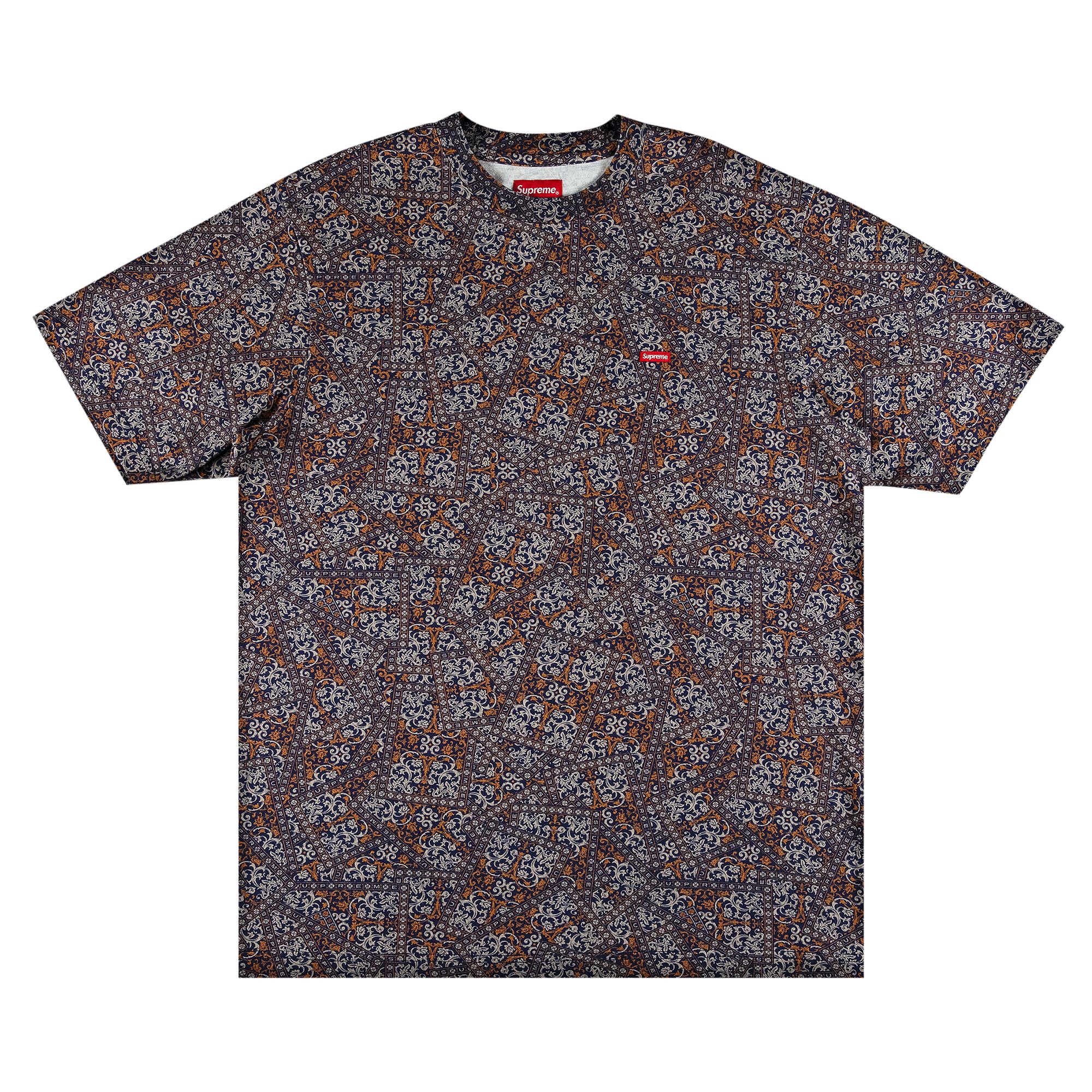 Supreme Small Box Tee 'Navy Floral Cards' | Multi-Color | Men's Size L