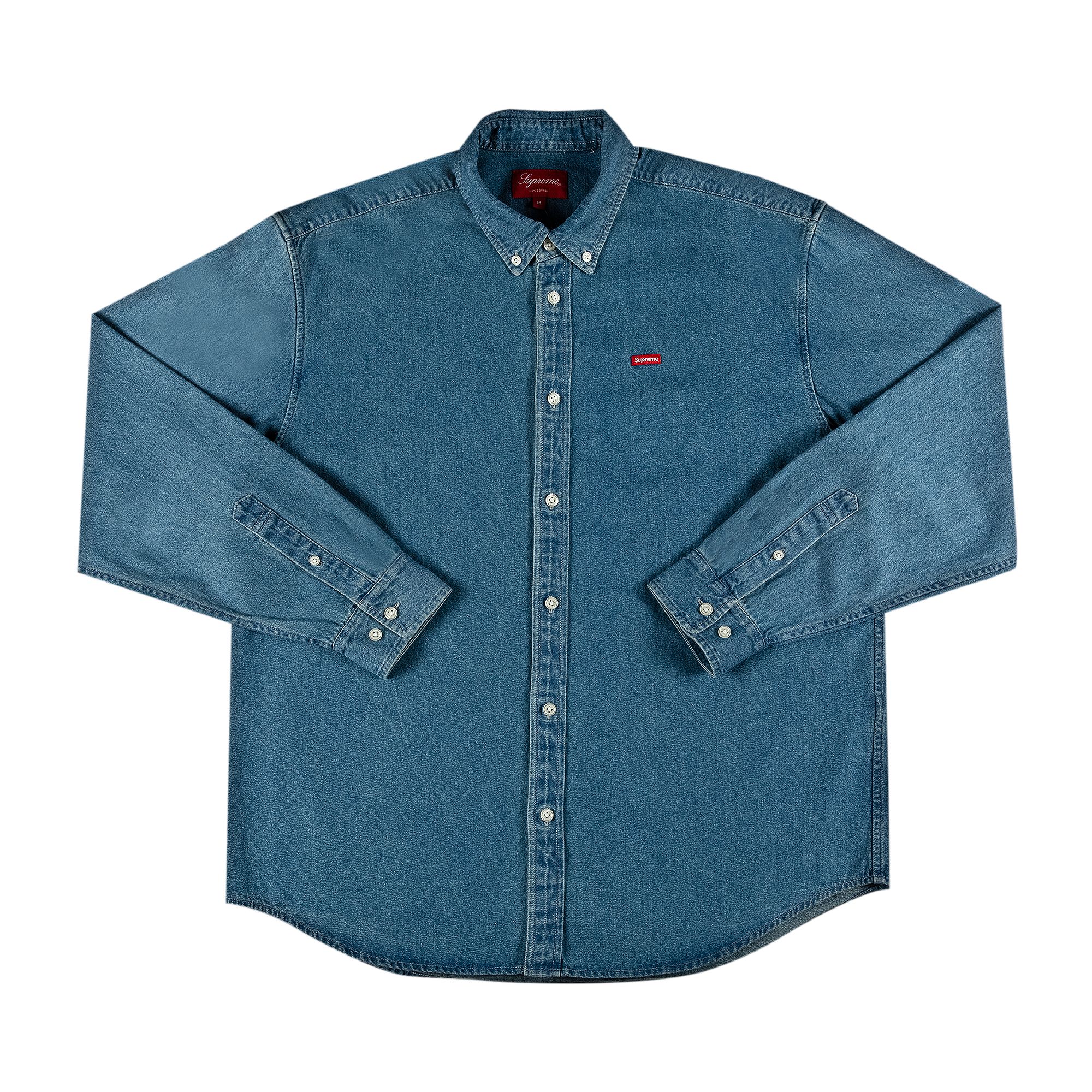 Supreme Small Box Twill Shirt 'Denim' | Blue | Men's Size M