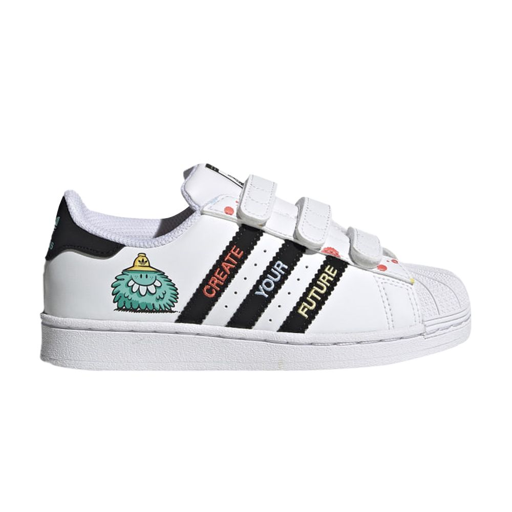 Pre-owned Adidas Originals Adidas Kevin Lyons X Superstar J 'create Your Future' | White | Kid's Size 11.5