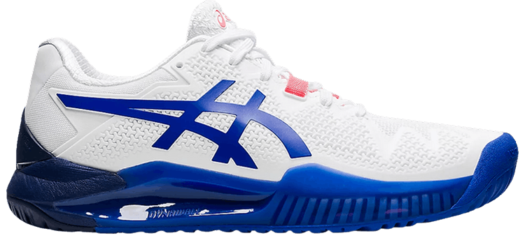 Asics Wmns Gel Resolution 8 Wide White Lapis Lazuli Blue