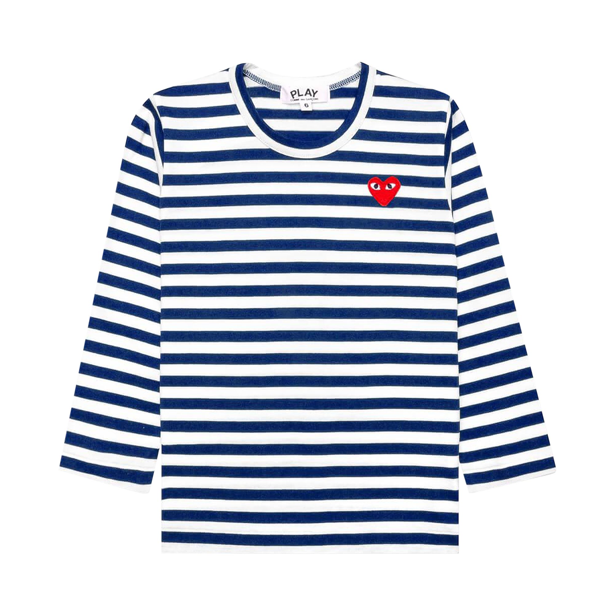Pre-owned Comme Des Garçons Play Striped Long Sleeve T-shirt 'white/blue' | Multi-color | Kid's Size 4