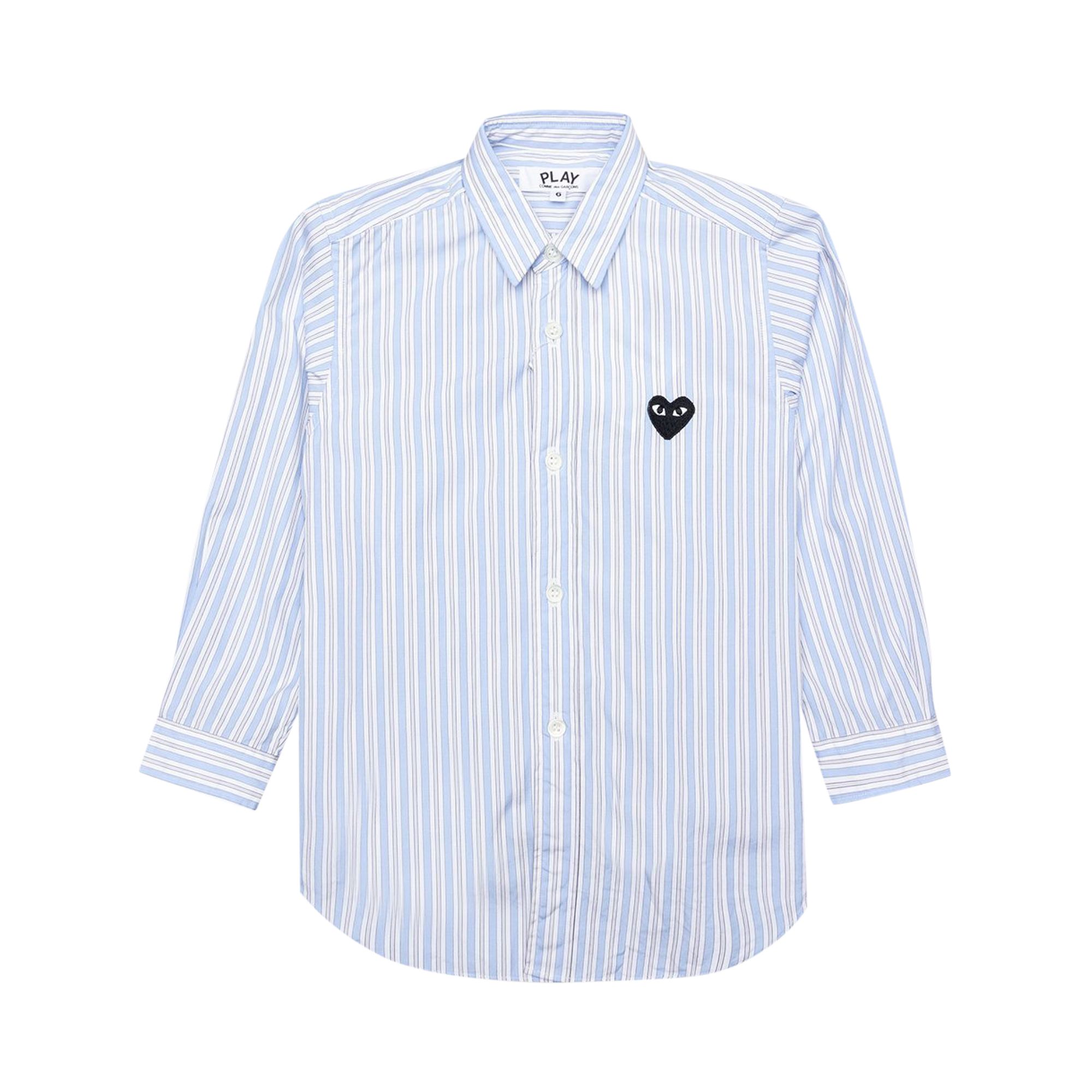 Pre-owned Comme Des Garçons Play Long-sleeve Striped Shirt 'white/light Blue' | Multi-color | Kid's Size 4