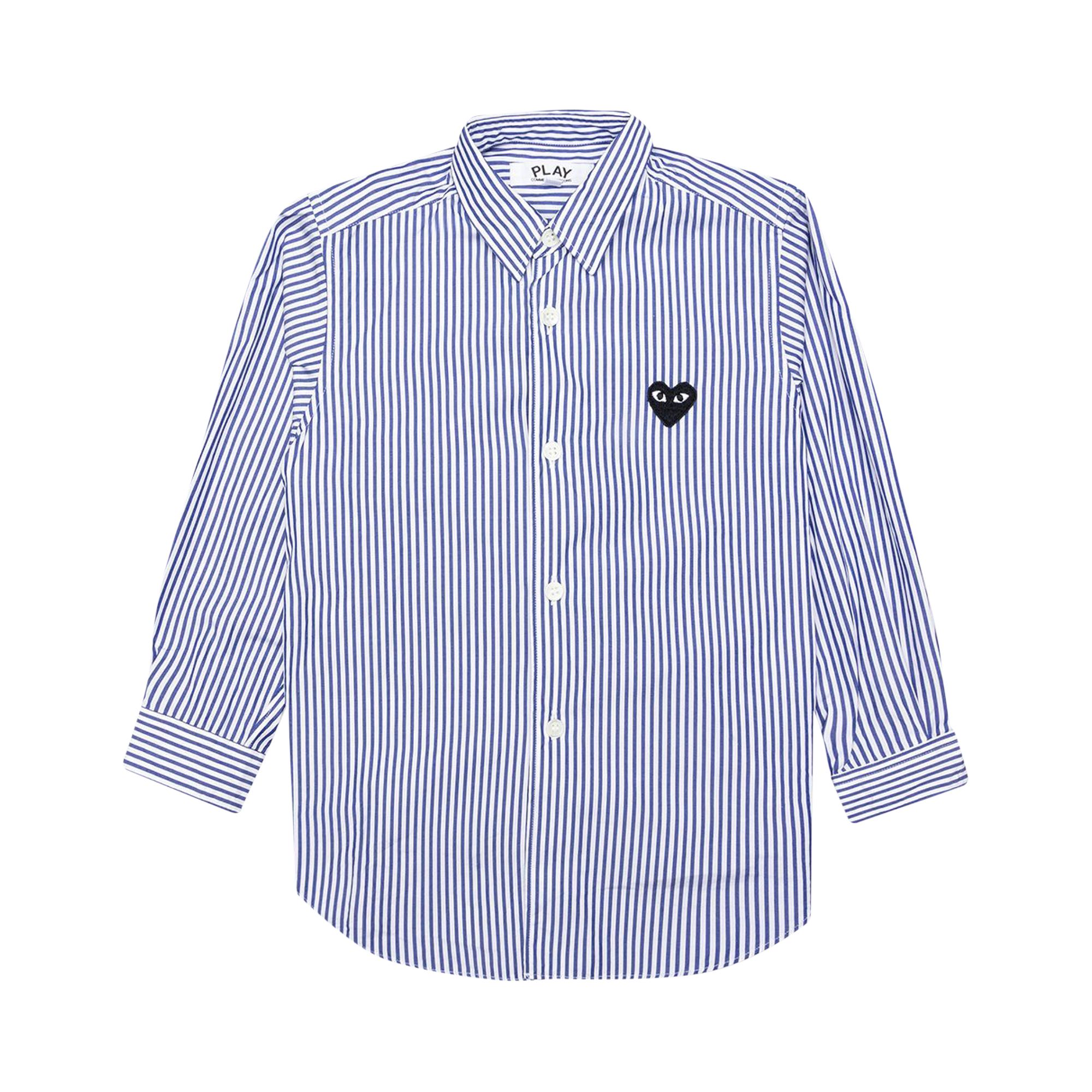 Pre-owned Comme Des Garçons Play Long-sleeve Striped Shirt 'white/blue' | Kid's Size 2