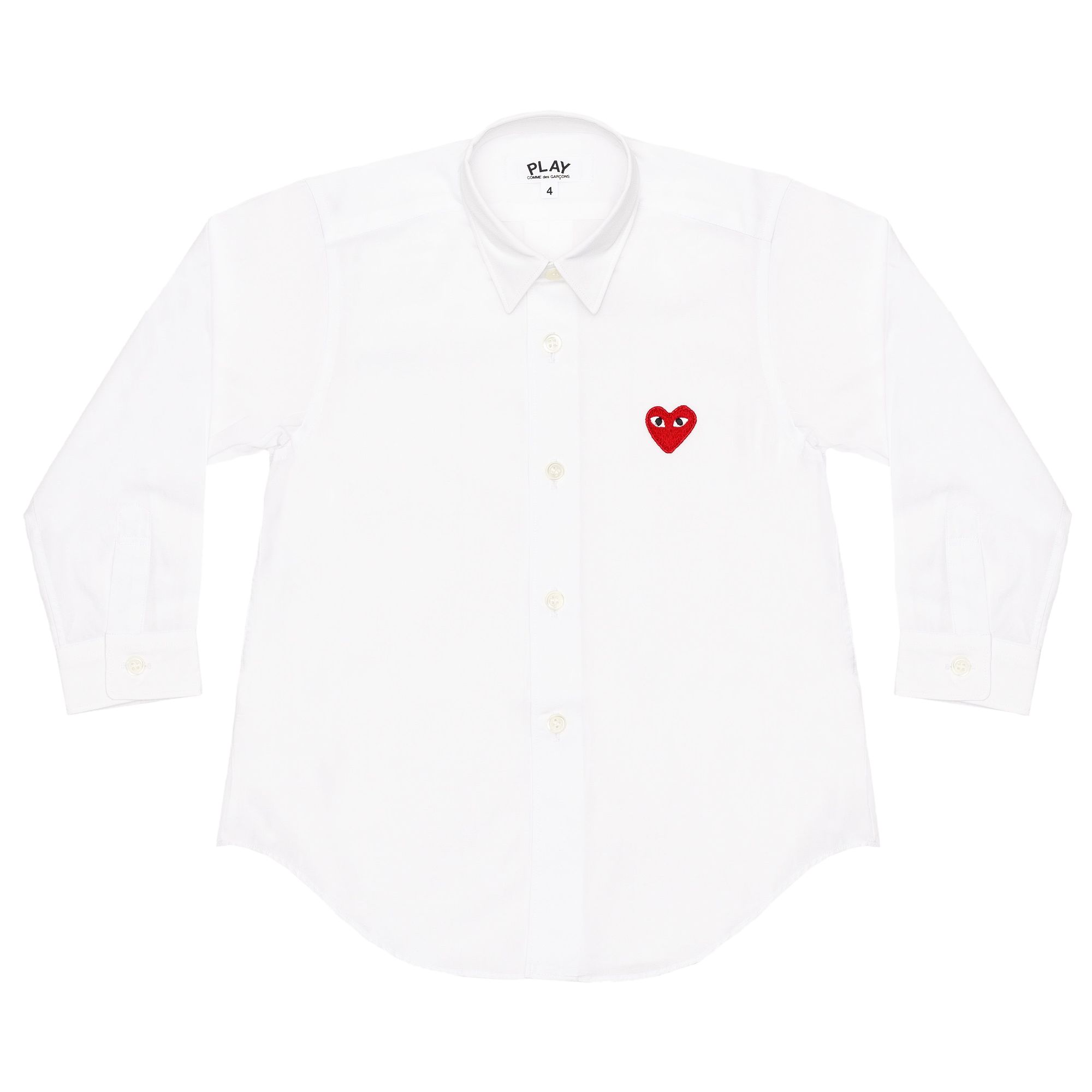 Pre-owned Comme Des Garçons Play Button Up Shirt 'white' | Kid's Size 6