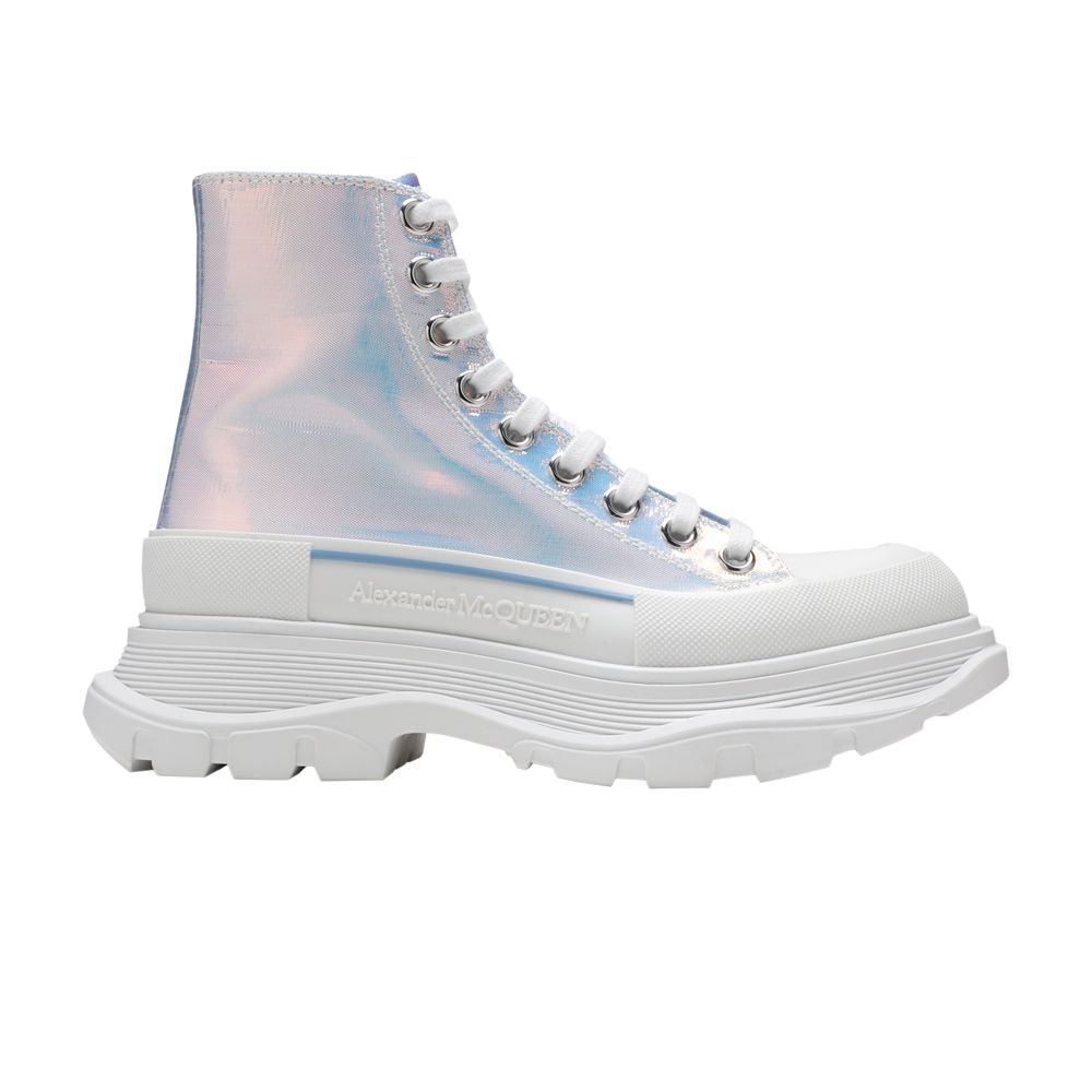 Pre-owned Alexander Mcqueen Wmns Tread Slick Boots 'iridescent' | White | Women's Size 38