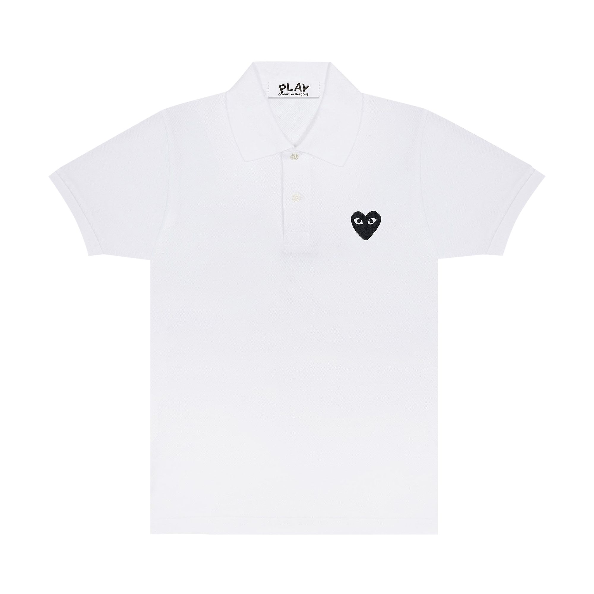 Pre-owned Comme Des Garçons Play Black Emblem Polo Shirt 'white'