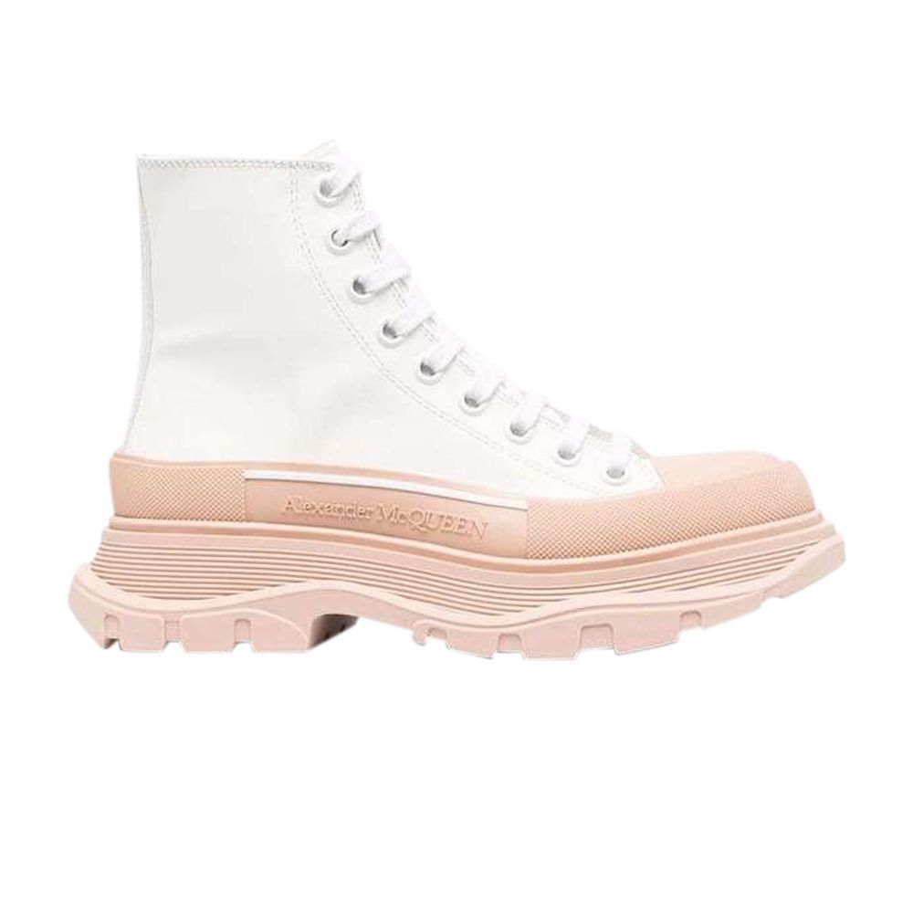 Pre-owned Alexander Mcqueen Wmns Tread Slick Boot 'white Tea Rose' | Women's Size 40