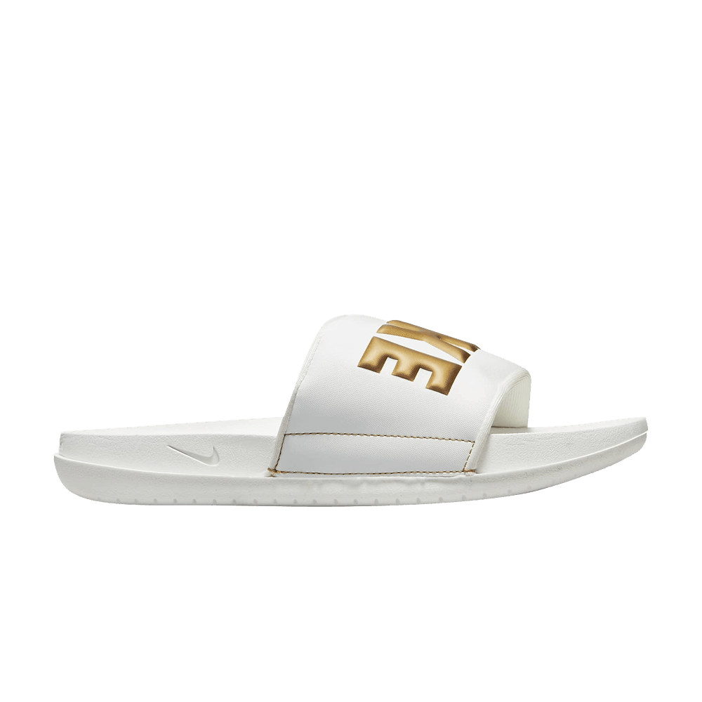 white gold nike slides