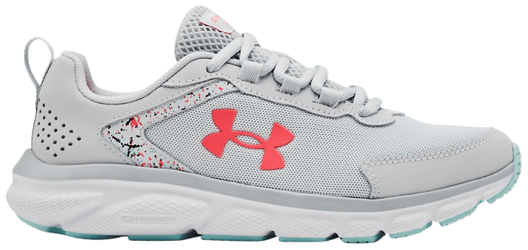 Under Armour Wmns Charged Assert 9 Paint Splatter   Halo Grey Pink