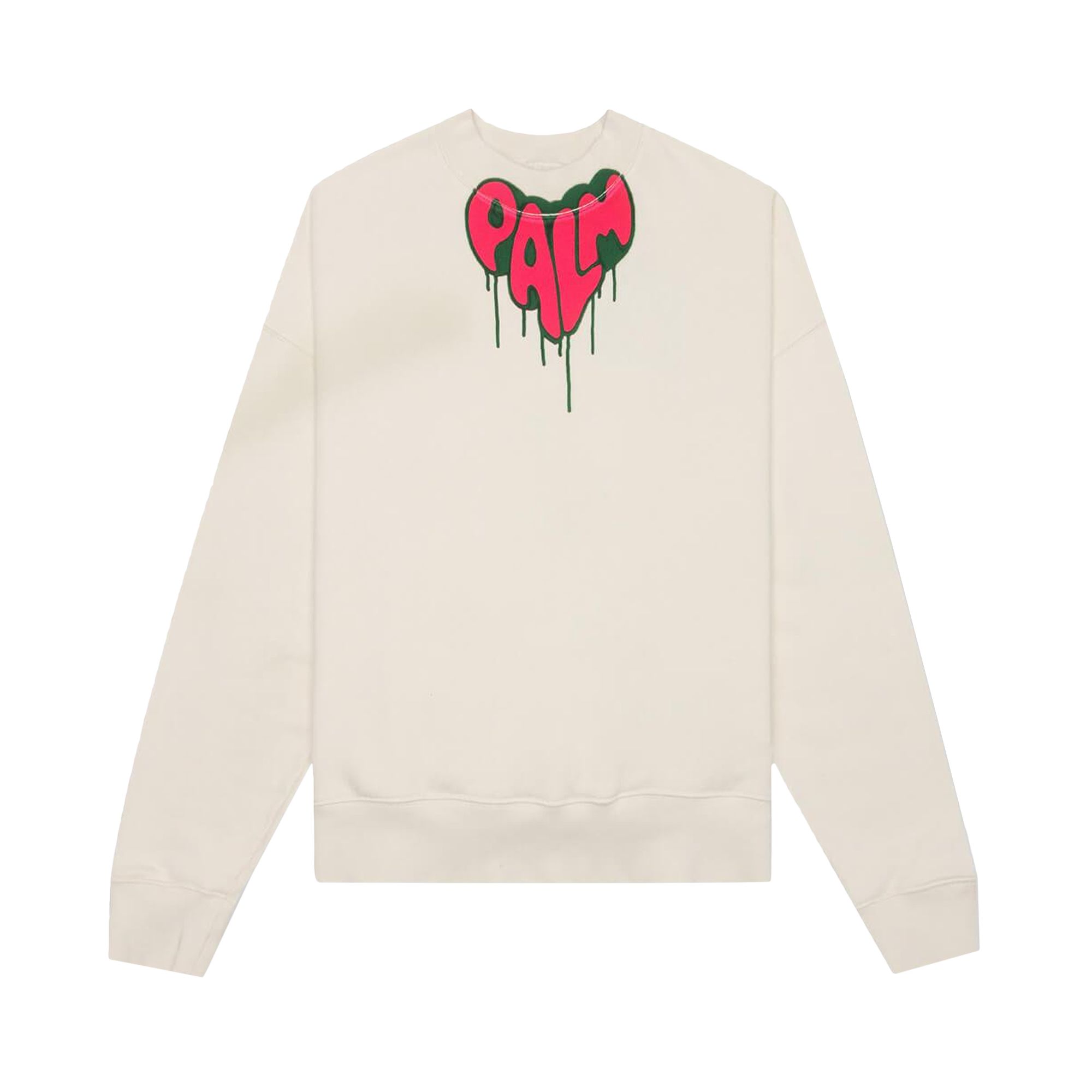 Palm Angels Spray Heart Crewneck 'Off White/Fuchsia' | Men's Size S