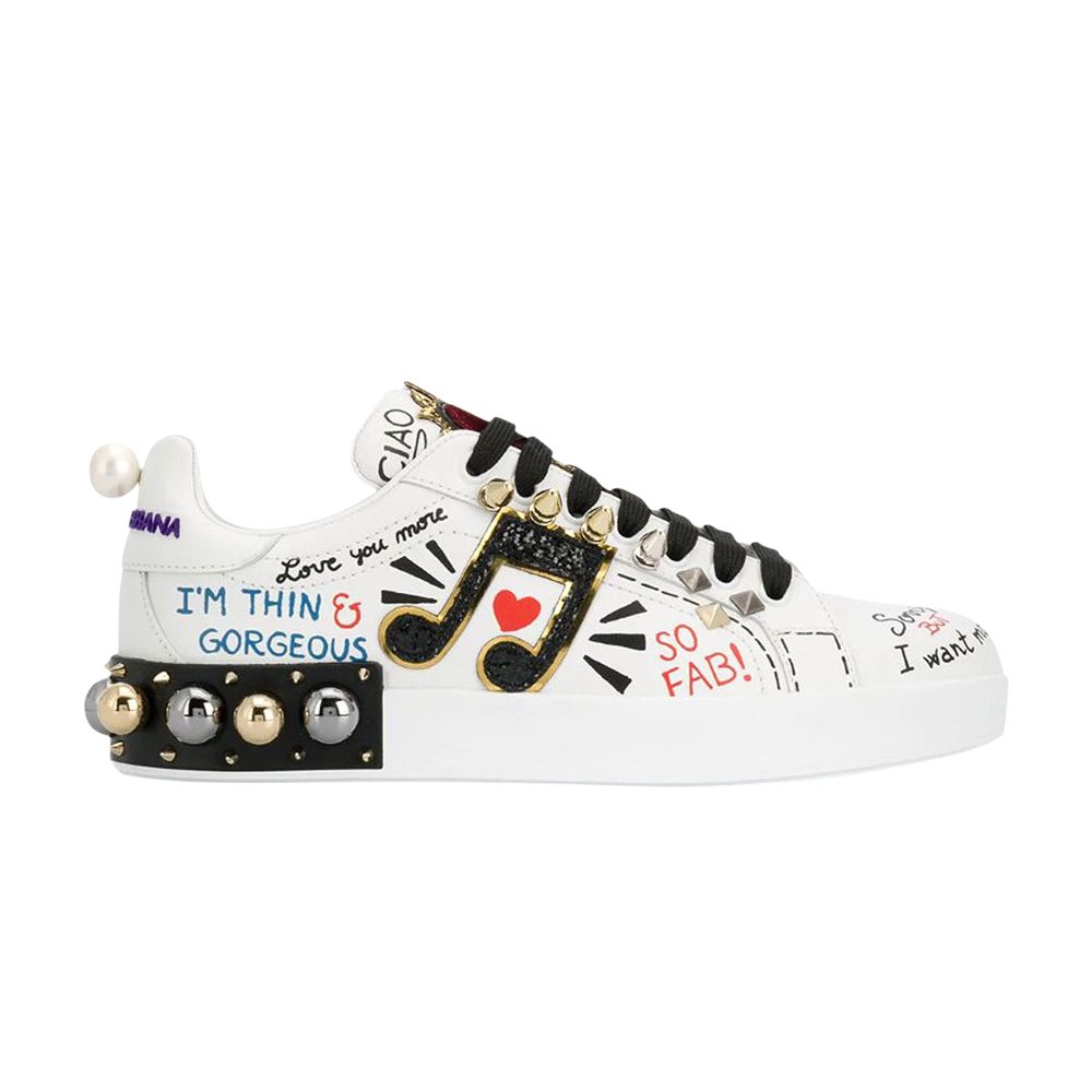 Pre-owned Dolce & Gabbana Wmns Portofino 'musical Note Patch' | White | Women's Size 34