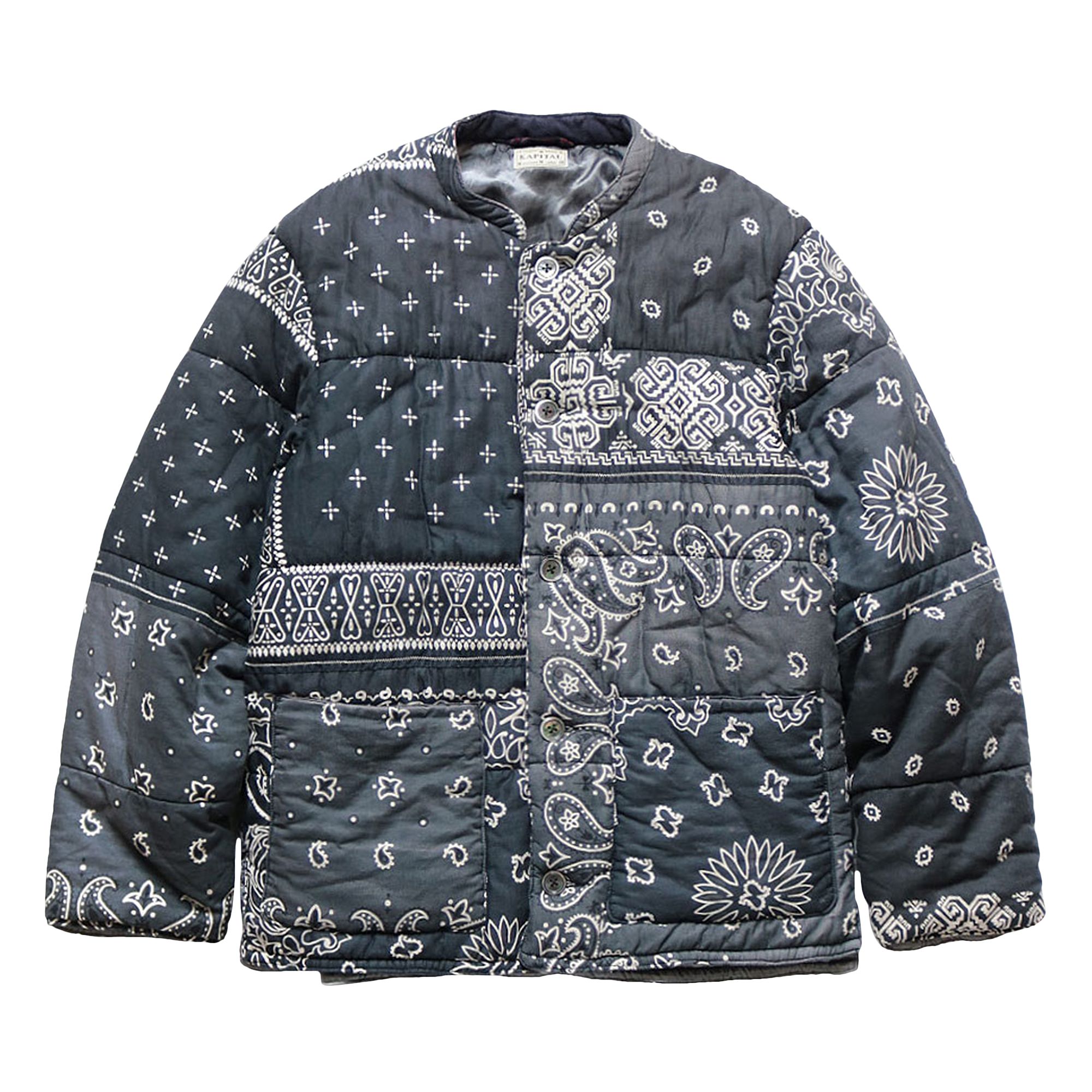Pre-owned Kapital Gauze Bandana Patchwork Quilt Samue Blouson 'black' | Men's Size 4