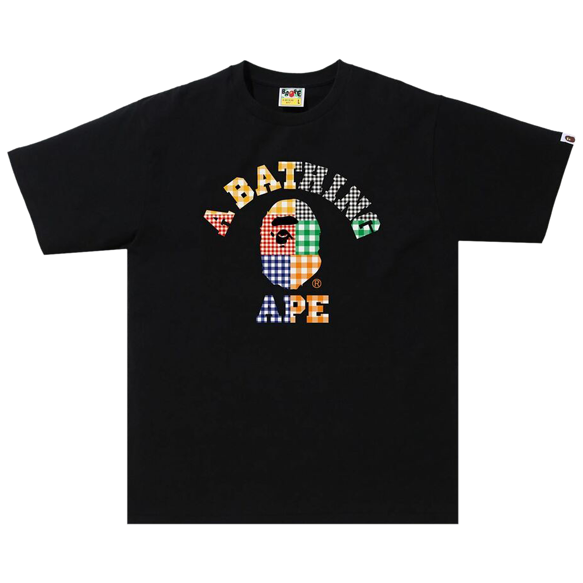 Pre-owned Bape Gingham Check College Tee 'black'