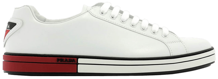 Prada Badge Leather White Red