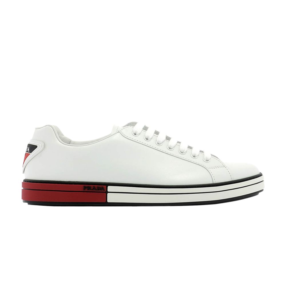 Prada Badge Leather 'White Red' | Men's Size 6 - 4E3314-6DT-F0970