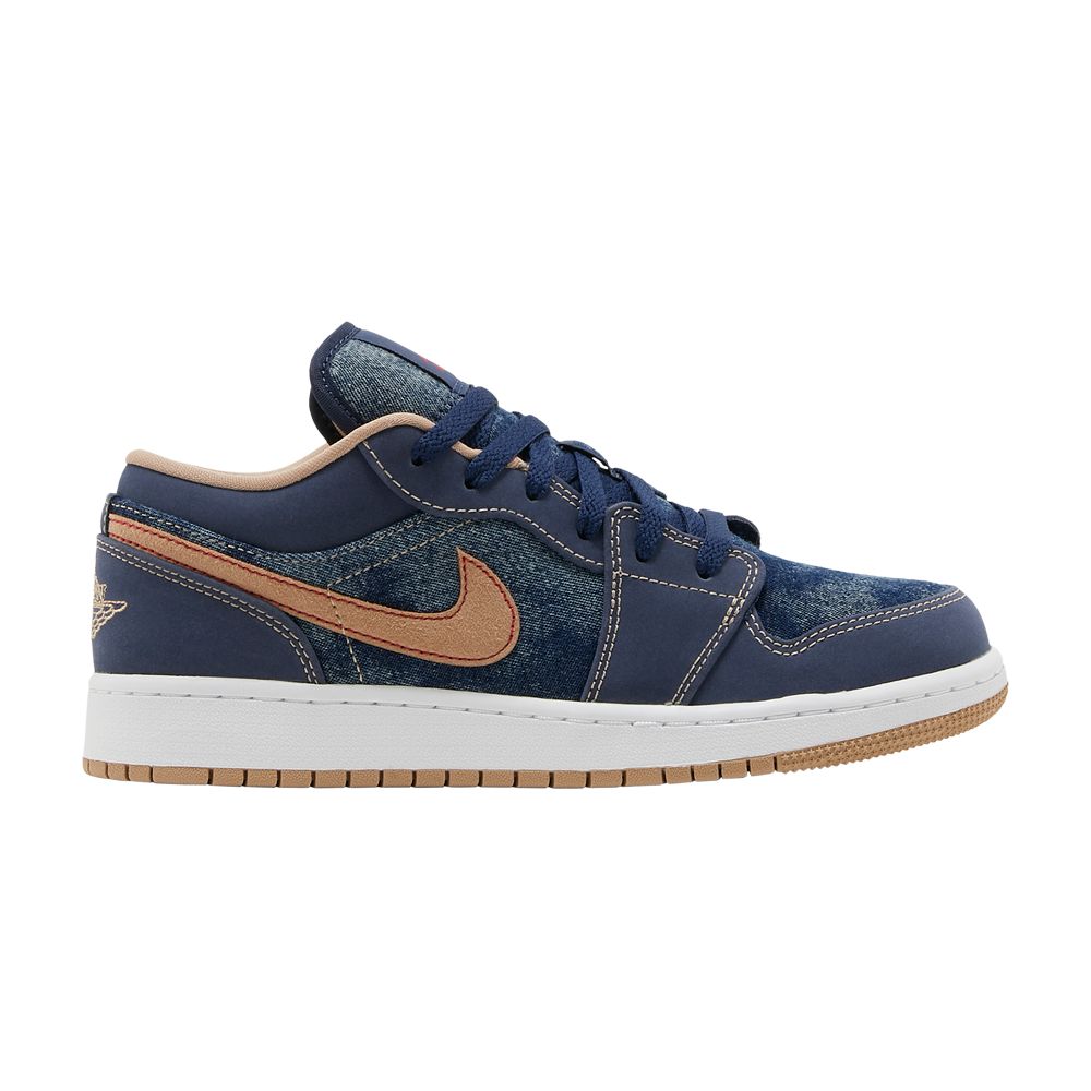 Pre-owned Air Jordan 1 Low Se Gs 'denim' | Blue | Kid's Size 4