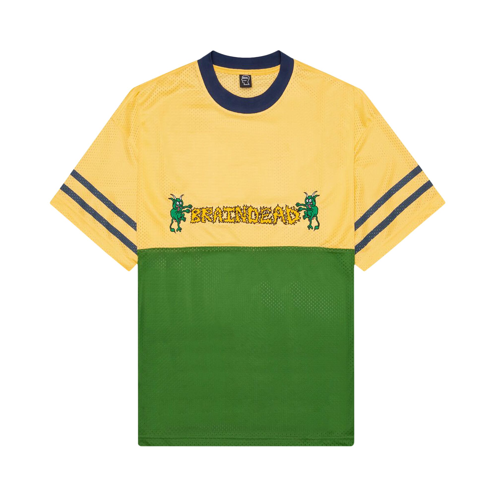 Pre-owned Brain Dead Paneled Football Mesh Shirt 'yellow' | Men's Size S