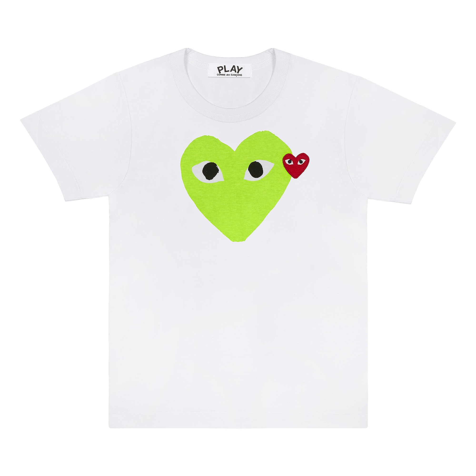 Pre-owned Comme Des Garçons Play Hearts T-shirt 'white/green' In Multi-color