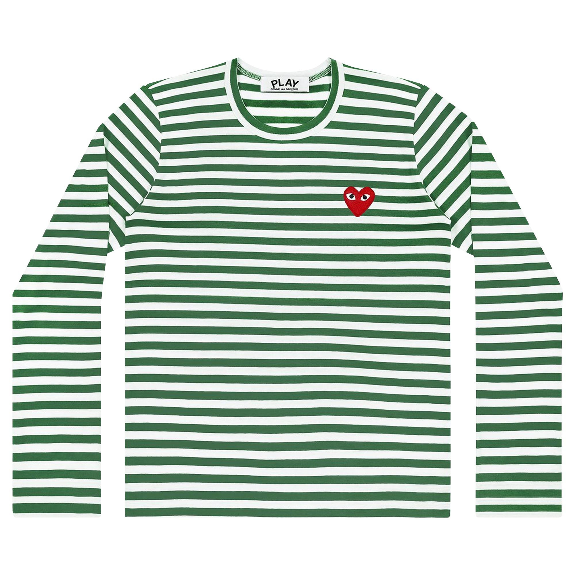 Pre-owned Comme Des Garçons Play Striped T-shirt 'green/white' | Multi-color | Men's Size Xl