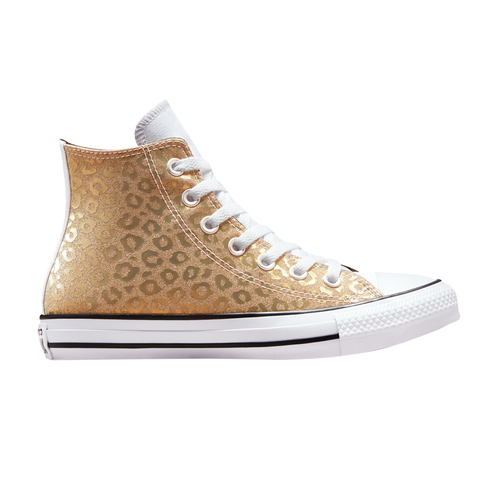Pre-owned Converse Wmns Chuck Taylor All Star High 'glitter Leopard Spots' In Gold