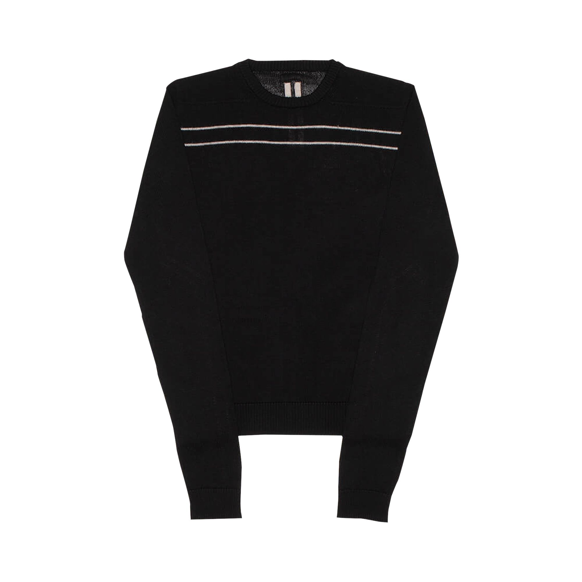 Rick Owens Gethsemane Biker Round Neck In Sheer Wool Knit 'Black/Pearl' | Men's Size M