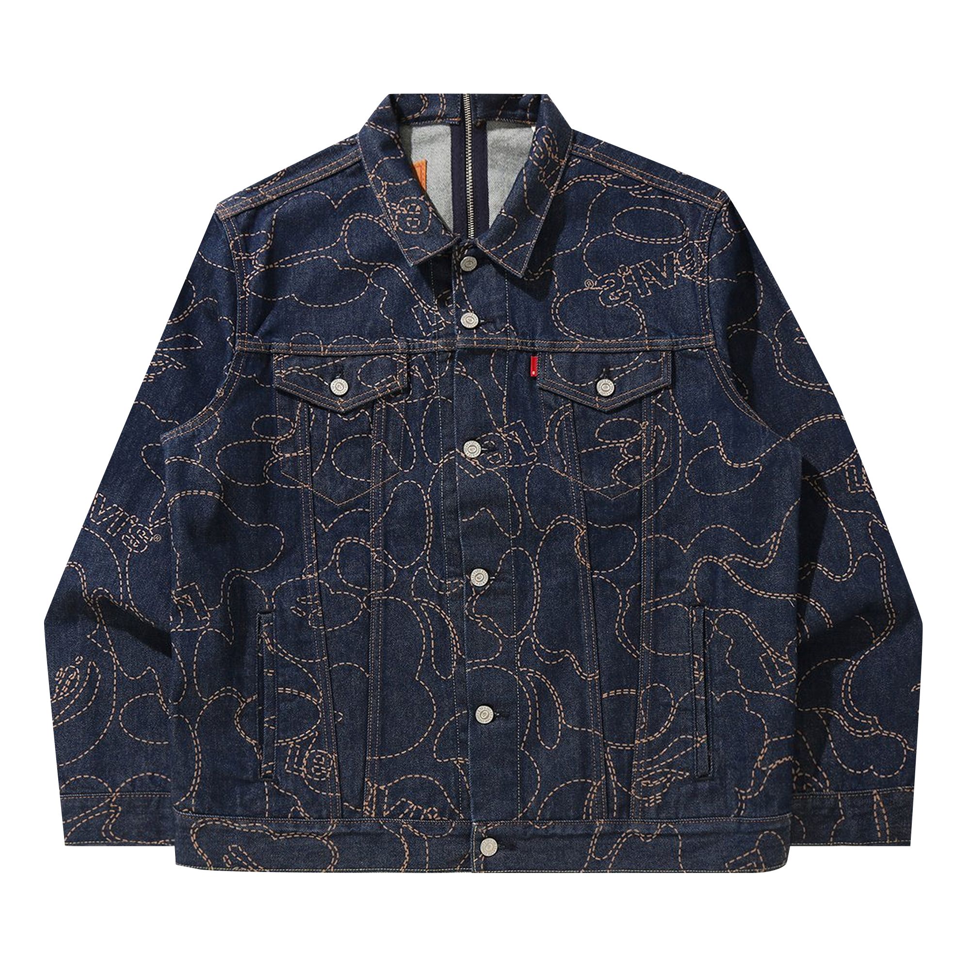 BAPE x Levi's Camo Trucker Jacket 'Navy/Indigo' | Blue | Men's Size S