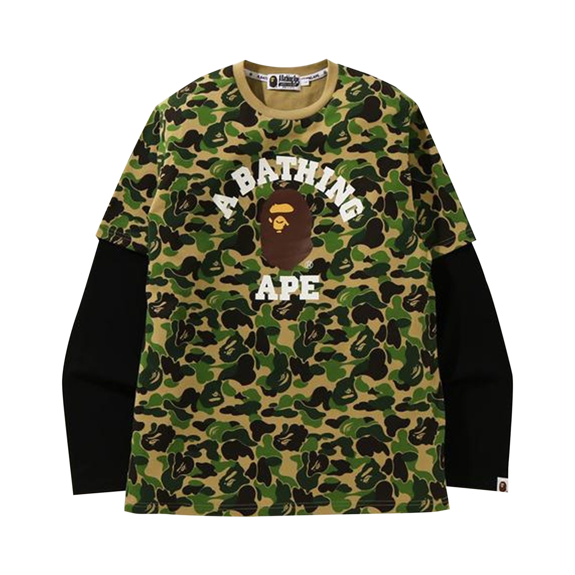 BAPE ABC Camo College Layered Long-Sleeve Tee 'Green' | Men's Size XL