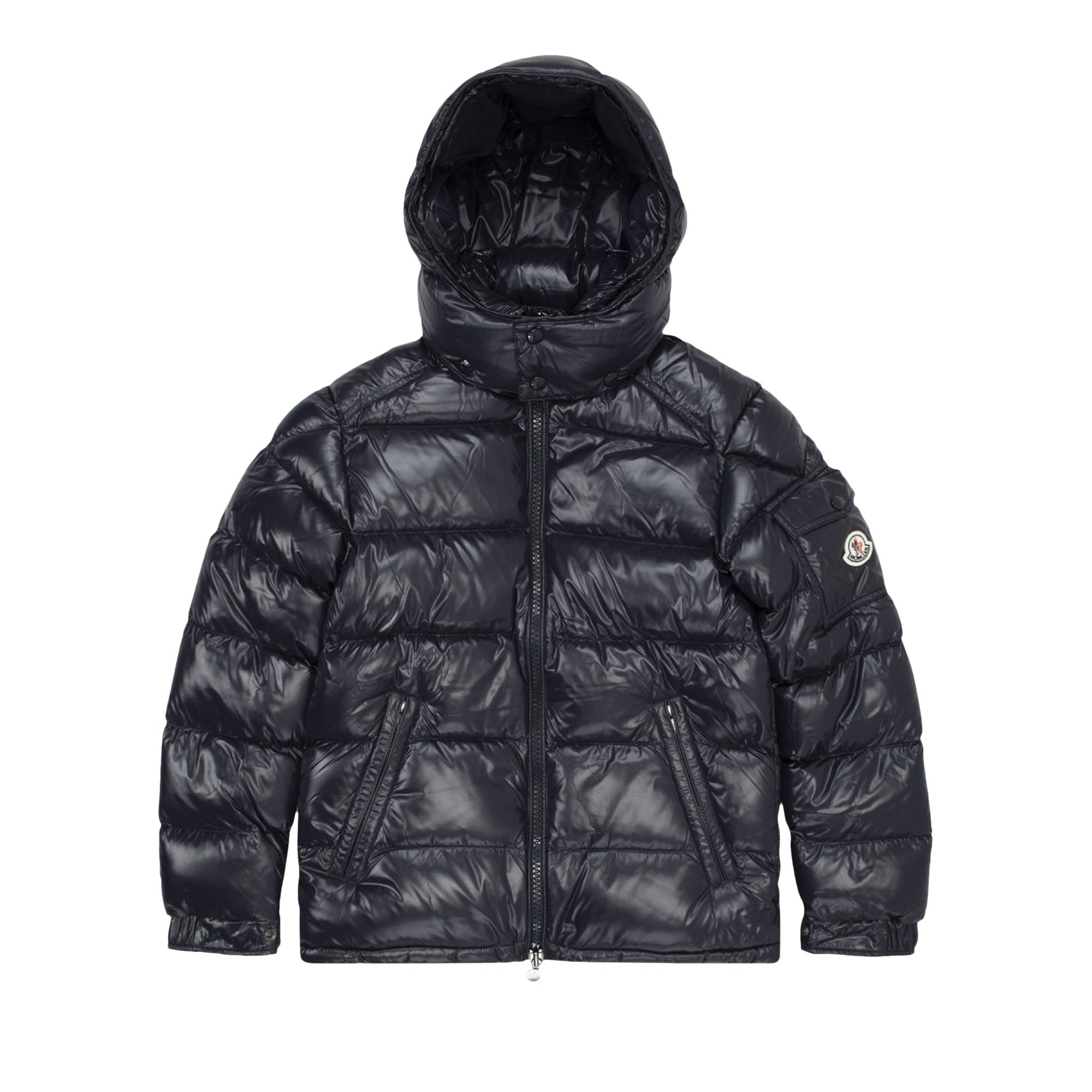 Pre-owned Moncler Maya Hooded Puffer Shiny Jacket 'dark Blue' | Men's Size 3